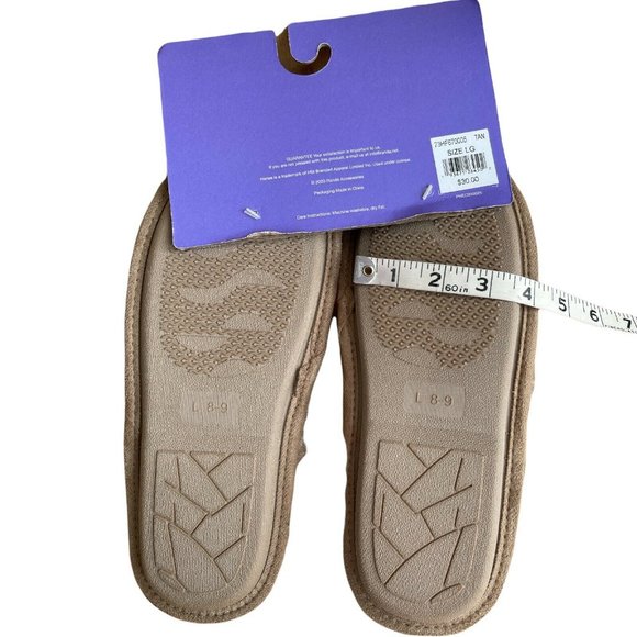 🌹Women’s Size L 8-9 Hanes Cotton Slip On Scuff Slipper with Memory Foam Tan - Picture 7 of 12